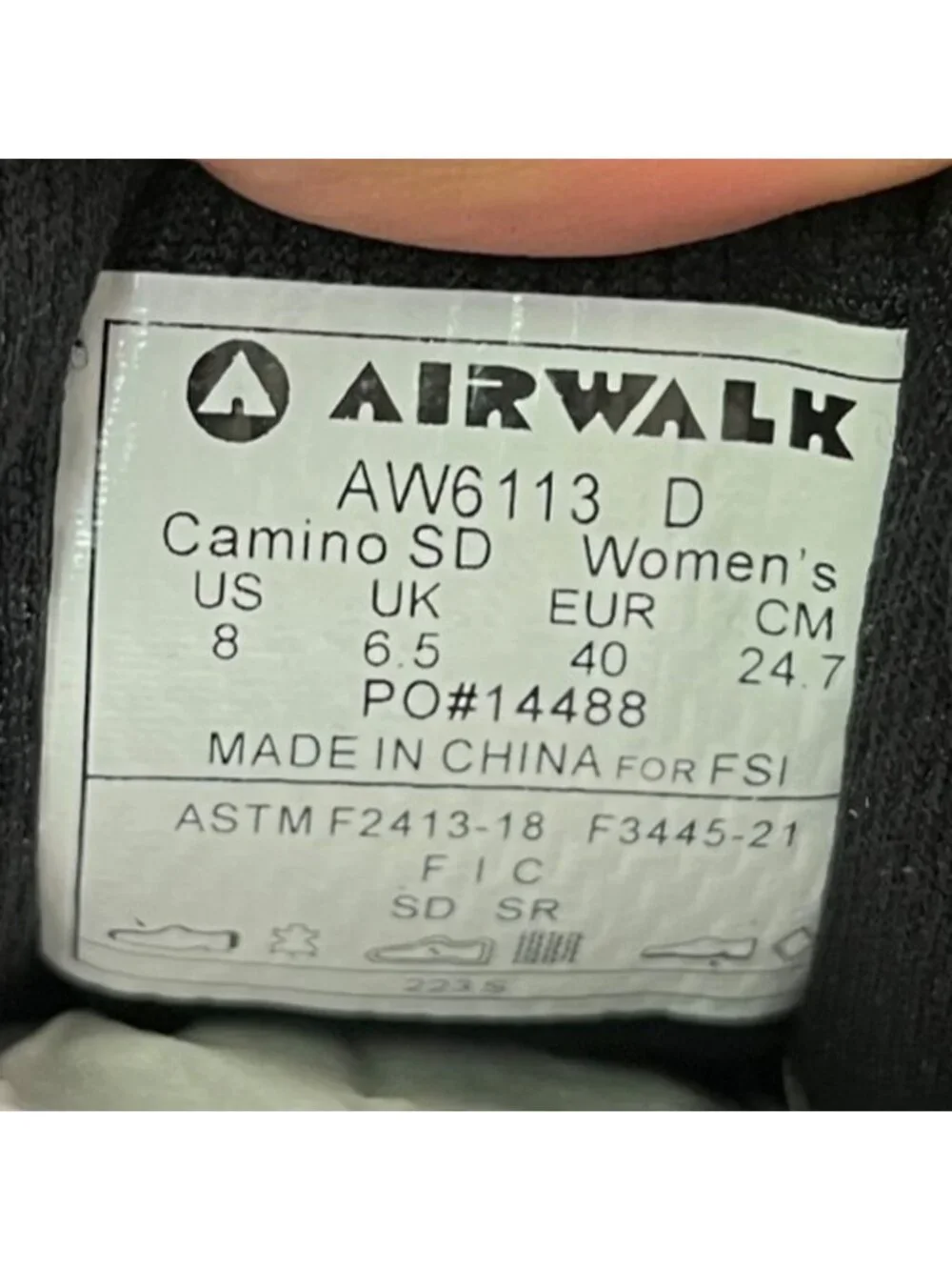 Airwalk Camino SD Womens Size 8D Suede Black Composite Toe Safety Work Shoes